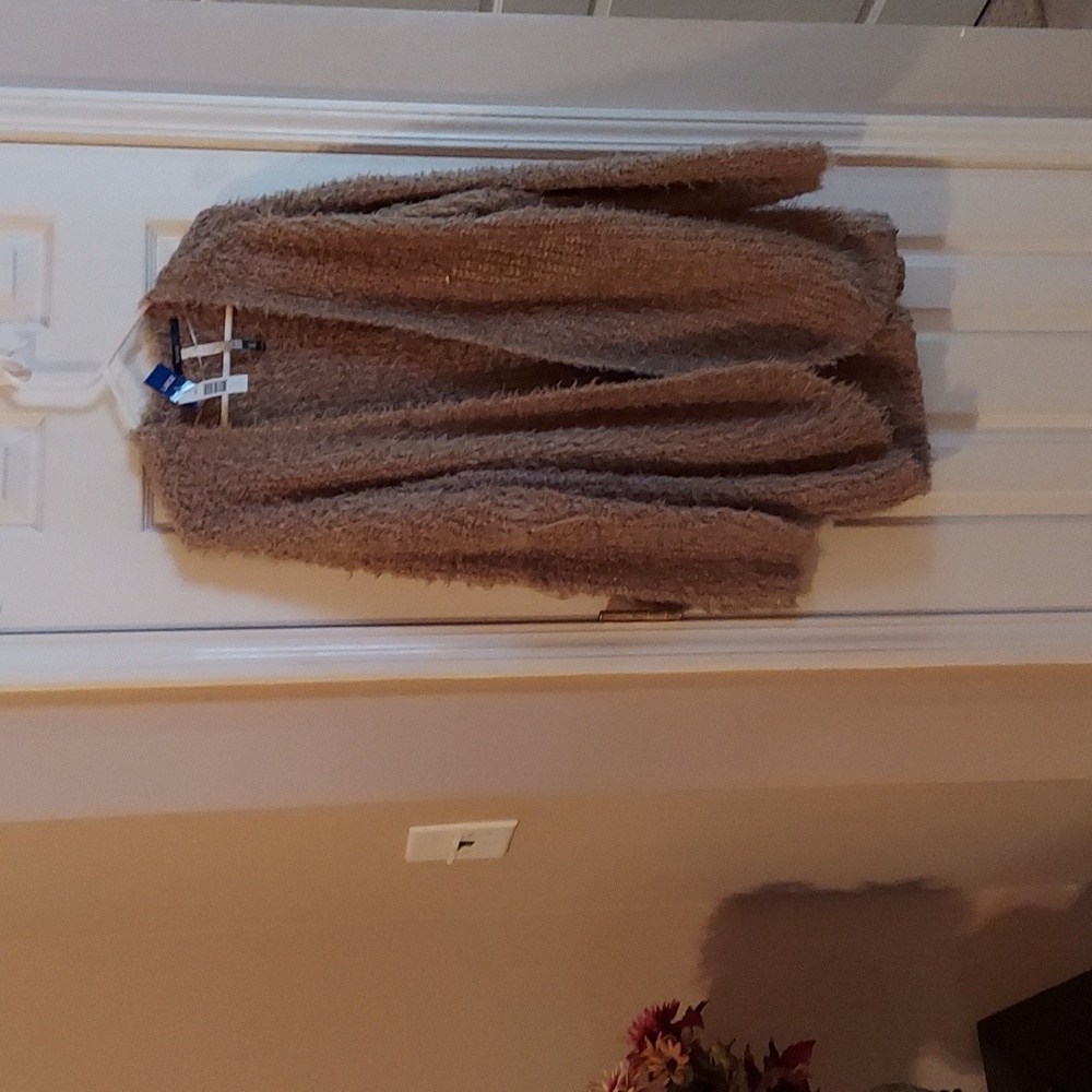 KENSIE Open Front Long Cardigan Sweater Taupe SUPER SOFT! Size Large BNWT